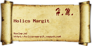 Holics Margit névjegykártya